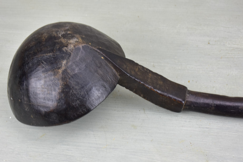 Very large late 19th Century primitive wooden ladle