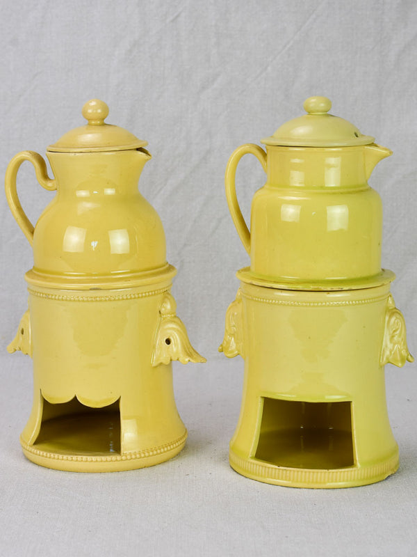 Two 18th century Louis XVI yellow ware teapots Apt Faience 10¼"