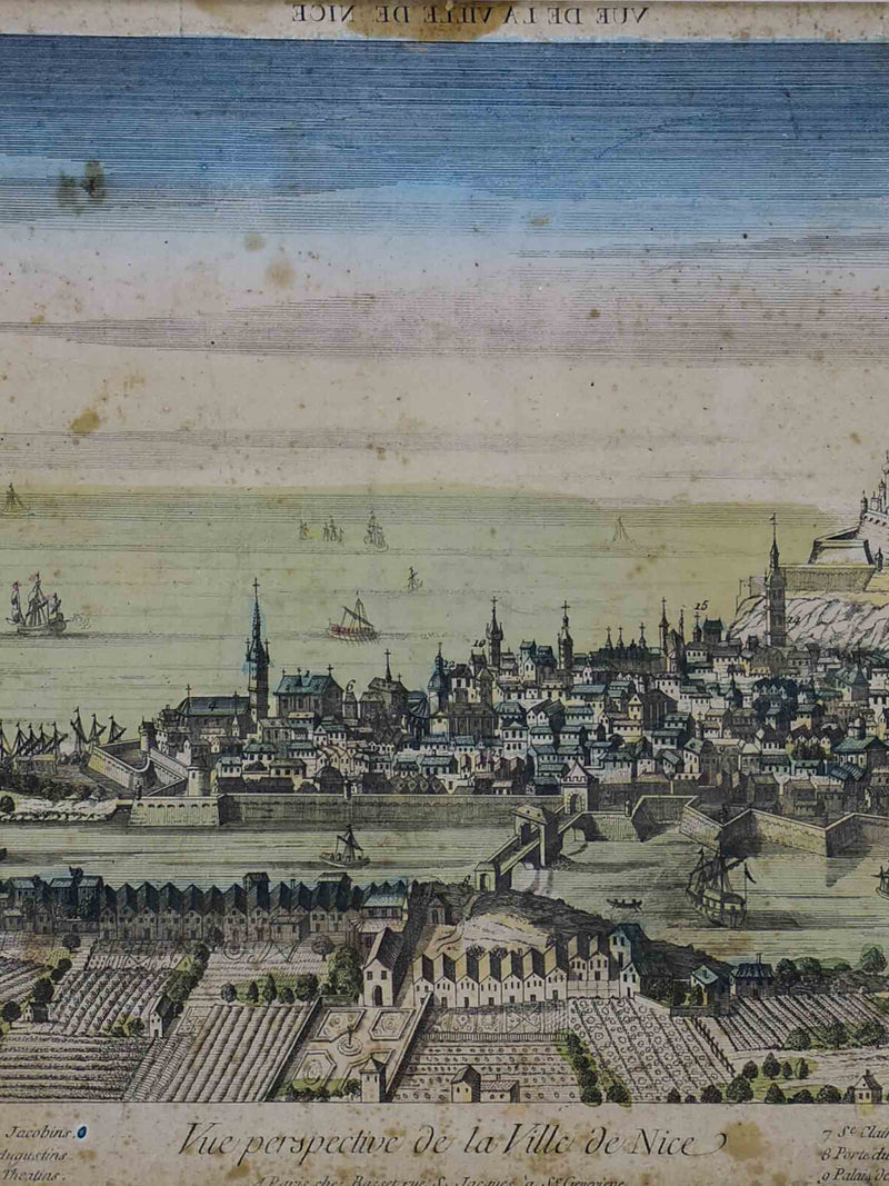 Antique French etching of Nice 20 ½'' x 15 ½''