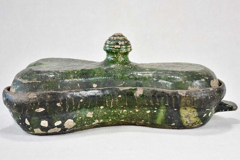 Timeworn green-glazed terrine mold