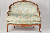 18th century marquise settee with floral silk upholstery 41¼"