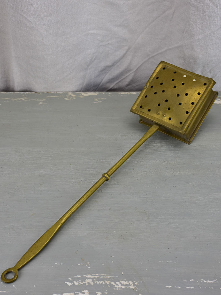 Antique brass French bed warmer