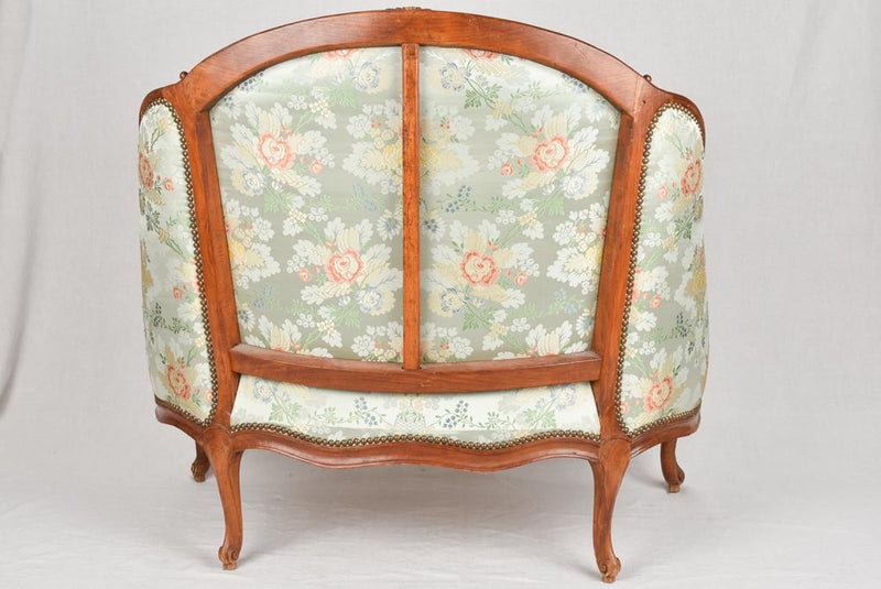 18th century marquise settee with floral silk upholstery 41¼"