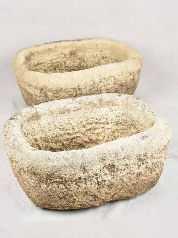 Pair of stone troughs / planters 19"