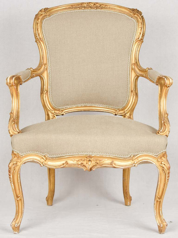 19th century Louis XV style gilded armchair