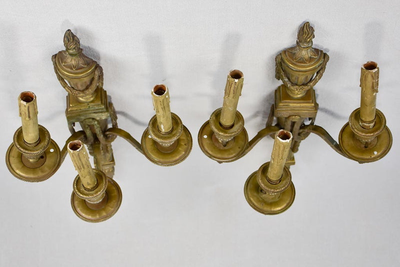Pair of 19th century 3 light wall sconces 20¾"