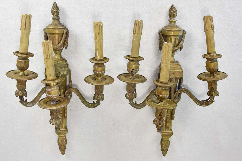 Pair of 19th century 3 light wall sconces 20¾"