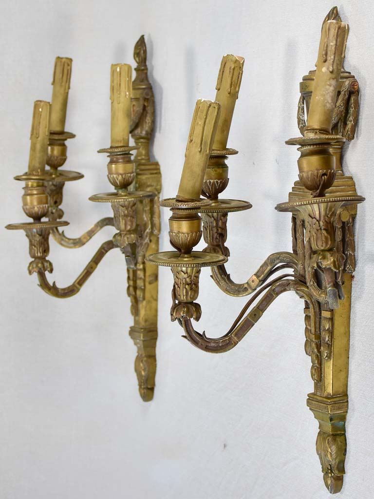 Pair of 19th century 3 light wall sconces 20¾"