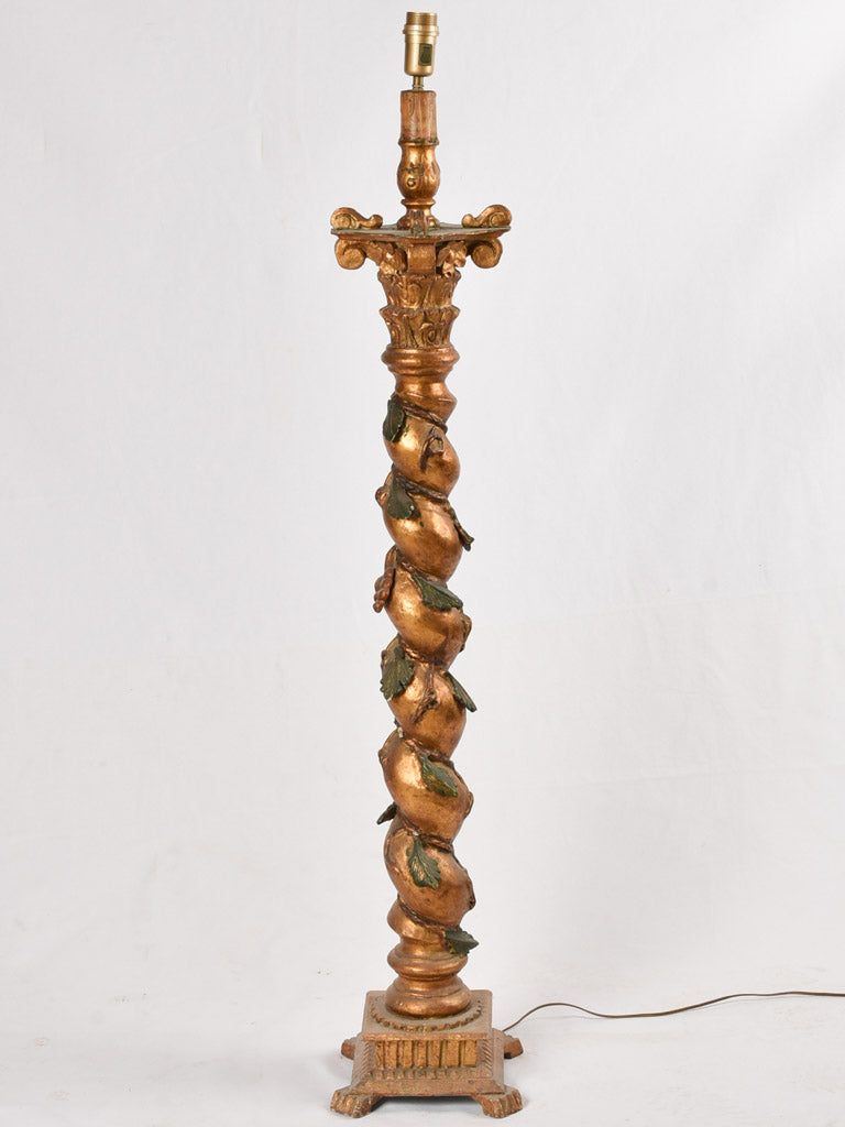 1950s twisting column floor lamp 56"