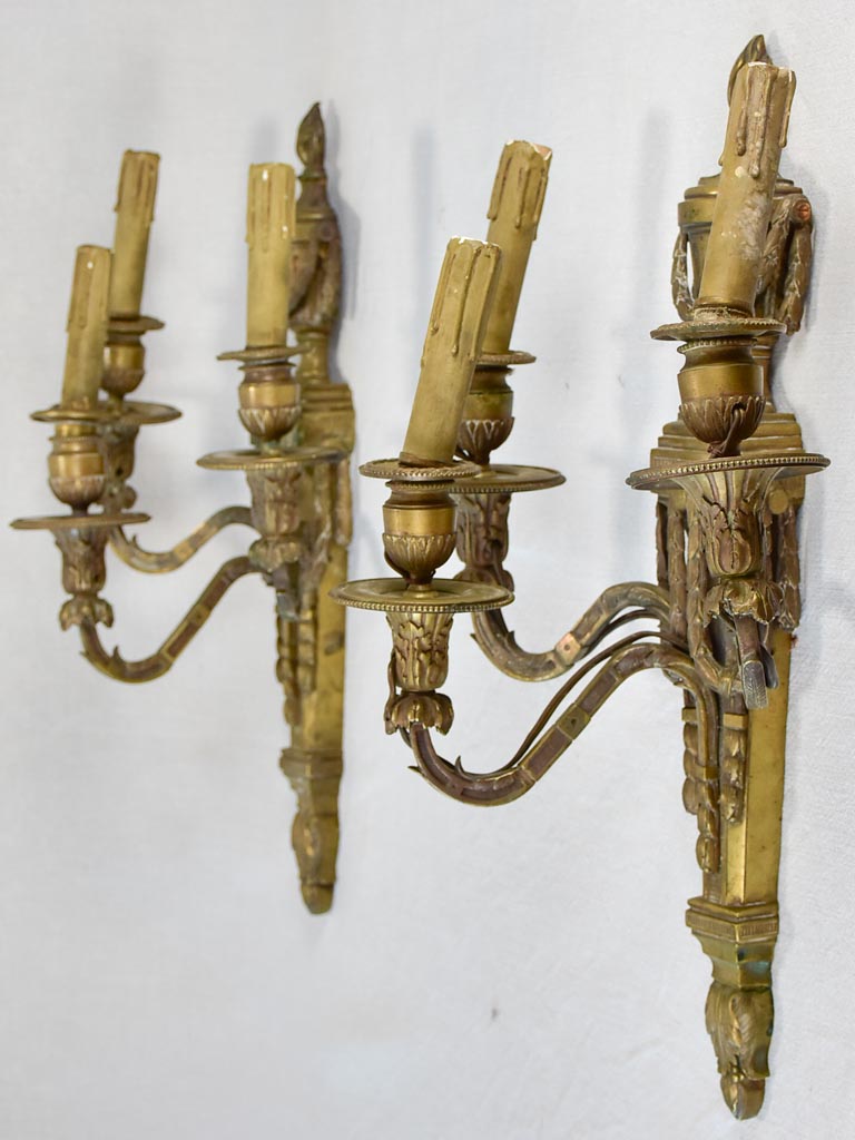 Antique Bronze Louis XVI Wall Sconces