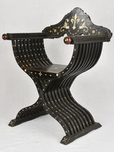 Antique Italian ebony-bone armchair