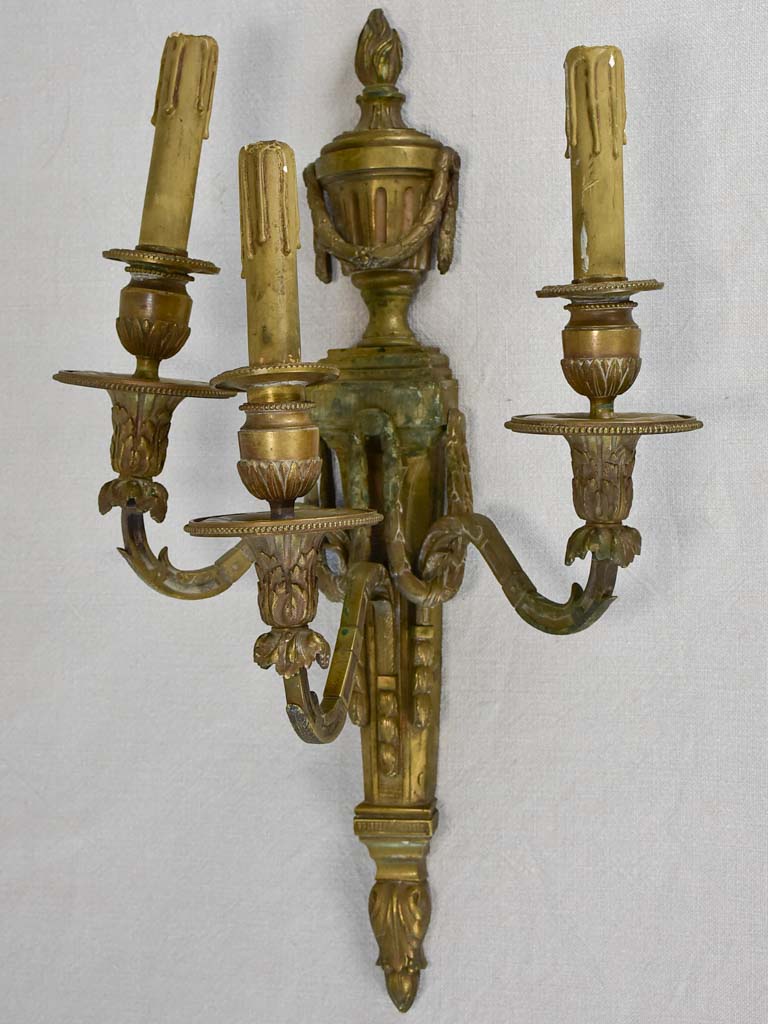 Pair of 19th century 3 light wall sconces 20¾"