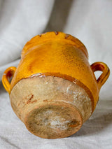 Very small antique French confit pot with ochre glaze 4¾"