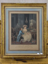 Framed French print of an 18th Century domestic scene 15” x 18”
