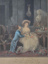 Framed French print of an 18th Century domestic scene 15” x 18”