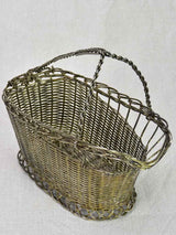 Vintage woven metal bottle carrier