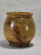 Antique French preserving pot with marbleized glaze 7"