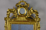 Antique Louis XVI gilded mirror with crest 24½" x 14½"