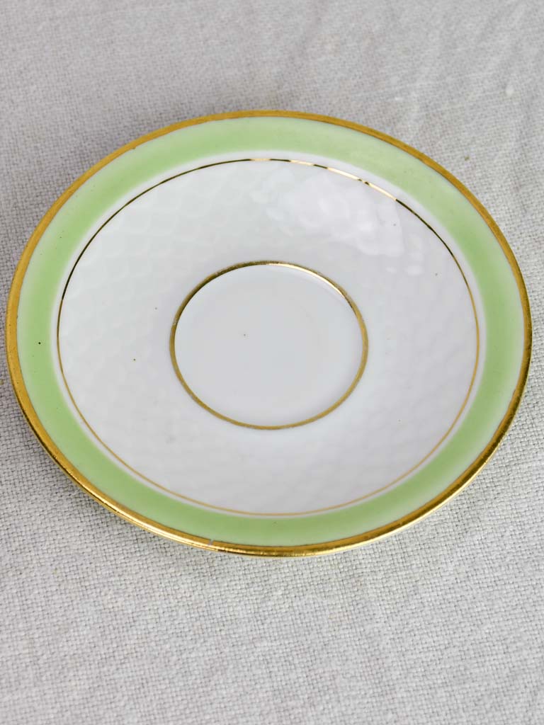 Apricot rimmed saucer with golden trim