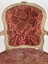 18th century Louis XV armchair - red velour upholstery