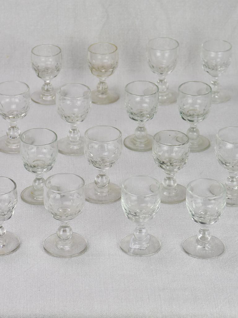 Lot of 16 blown glass digestif glasses from the early 20th century