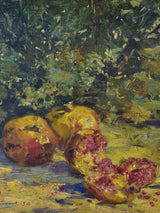 19th Century French still life painting - pomegranates, Ernest Honnorat 30 ¼'' x 25 ½''