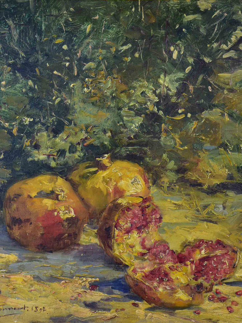 19th Century French still life painting - pomegranates, Ernest Honnorat 30 ¼'' x 25 ½''