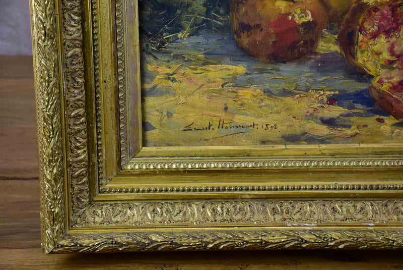 19th Century French still life painting - pomegranates, Ernest Honnorat 30 ¼'' x 25 ½''