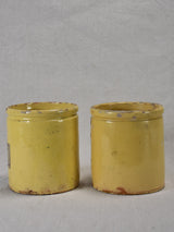 Two antique French yellow ware preserving jars 4¾"