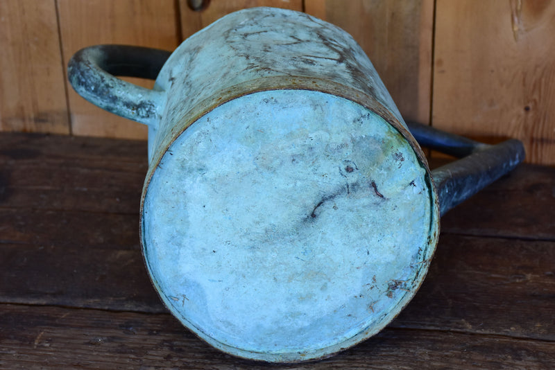 19th century French watering can with blue patina