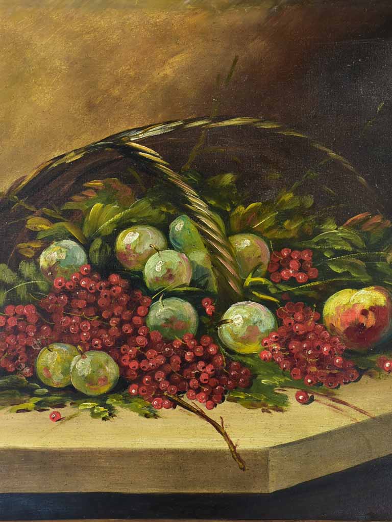 Early 20th Century French still life painting of a fruit basket - oil on canvas 25½" x 21¼"