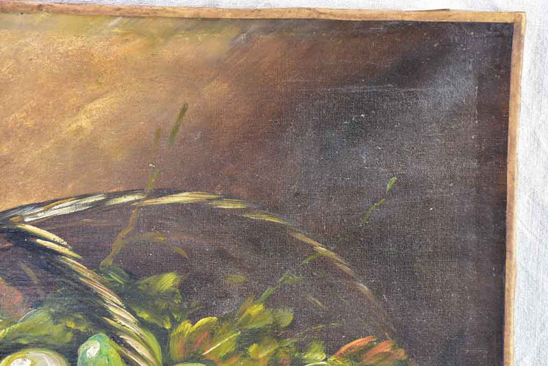 Early 20th Century French still life painting of a fruit basket - oil on canvas 25½" x 21¼"