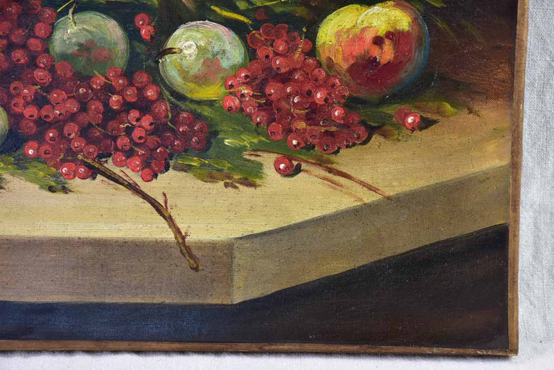 Early 20th Century French still life painting of a fruit basket - oil on canvas 25½" x 21¼"