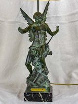 Antique French bronze and marble lamp by E. Picault