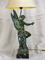 Antique French bronze and marble lamp by E. Picault