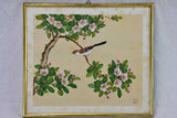 Three late 19th Century Japanese floral paintings on silk 15¼" x 13½"