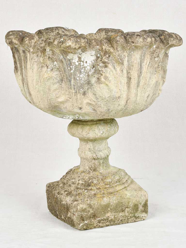 1930s coupe shaped garden planter on pedestal 20"