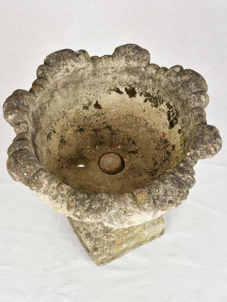 1930s coupe shaped garden planter on pedestal 20"
