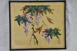 Four 19th Century Japanese floral paintings on silk 15¼" x 13½"