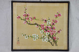 Four 19th Century Japanese floral paintings on silk 15¼" x 13½"