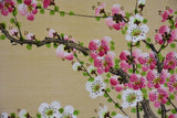 Four 19th Century Japanese floral paintings on silk 15¼" x 13½"