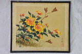 Four 19th Century Japanese floral paintings on silk 15¼" x 13½"