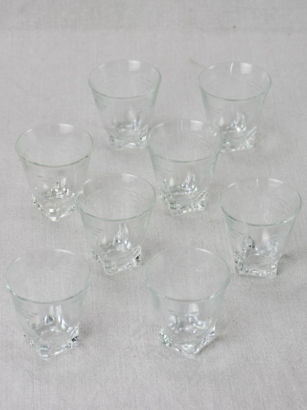 Vintage 1950's etched digestif glasses set