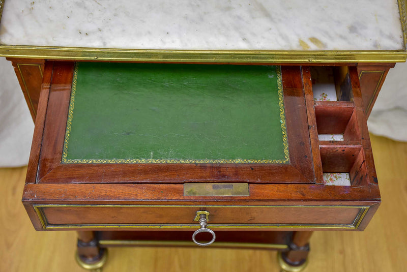 Antique French writing table with marble top