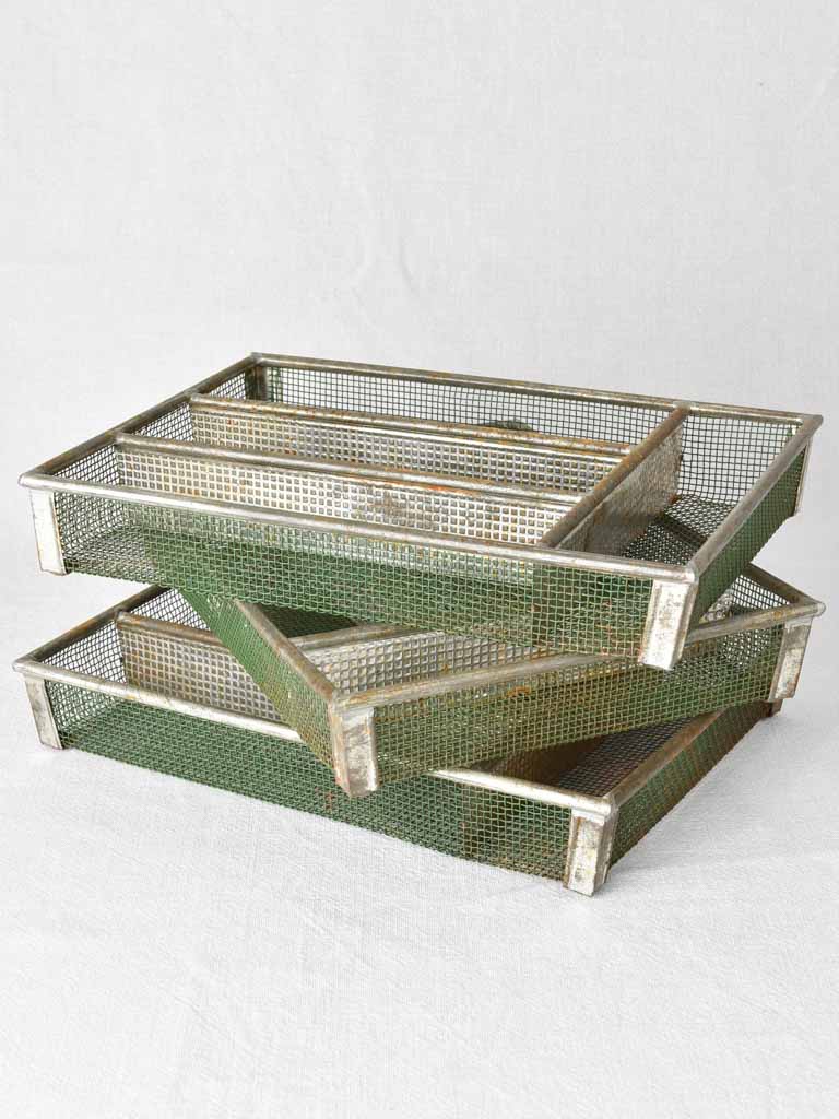 3 wire mesh cutlery trays from the 1950s. 13½"