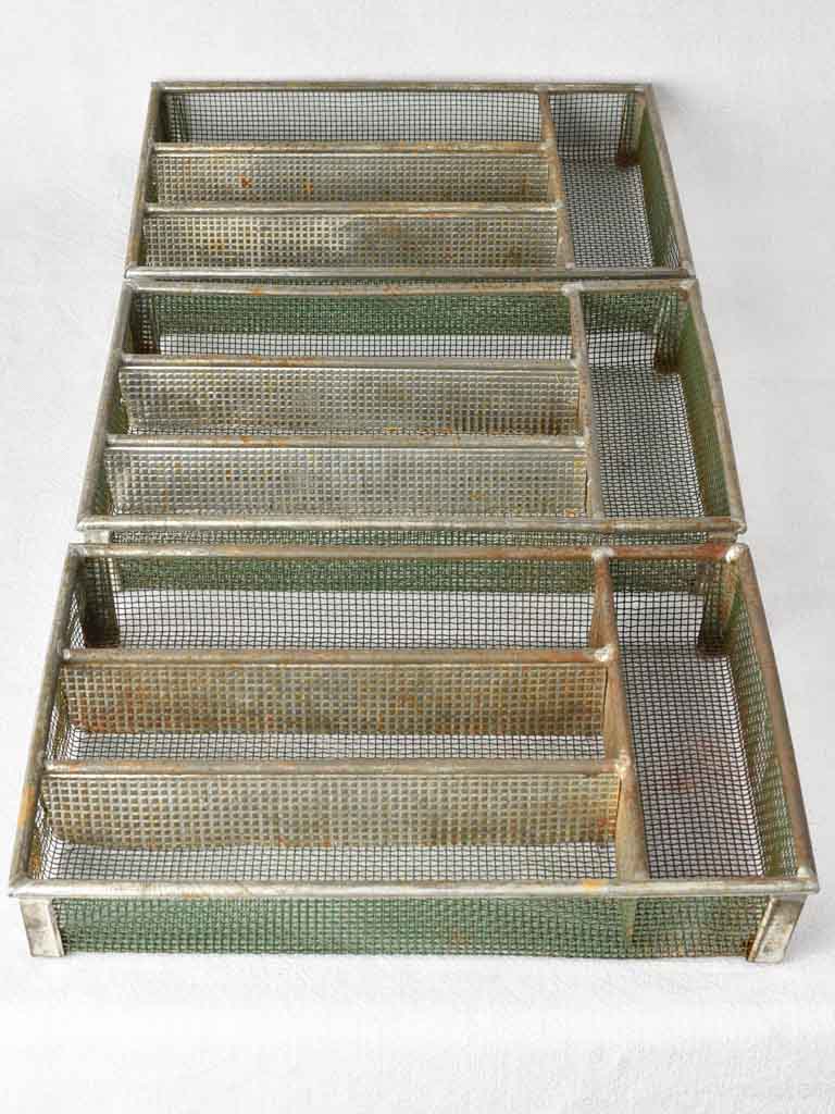 3 wire mesh cutlery trays from the 1950s. 13½"