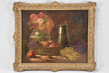 19th century still life with grapes & a bouquet of dahlias 19¾" x  23¼"