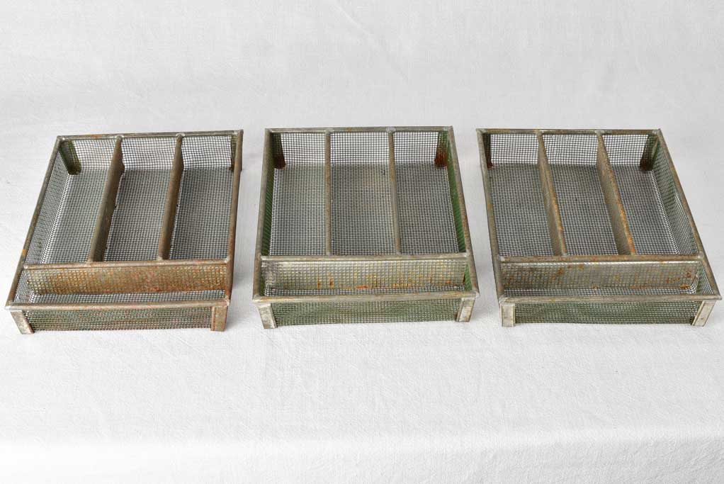 3 wire mesh cutlery trays from the 1950s. 13½"