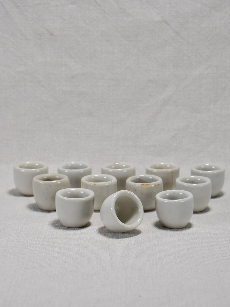 Collection of ten vintage snail pots from Burgundy - white 1¼"