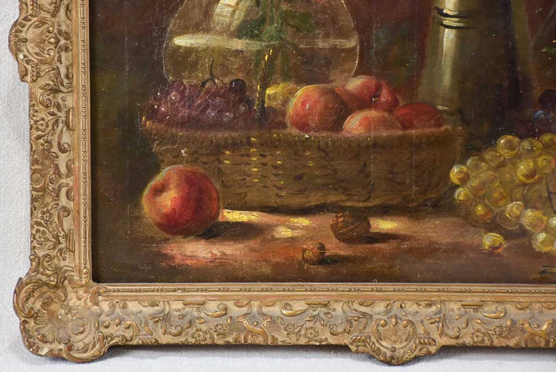 19th century still life with grapes & a bouquet of dahlias 19¾" x  23¼"